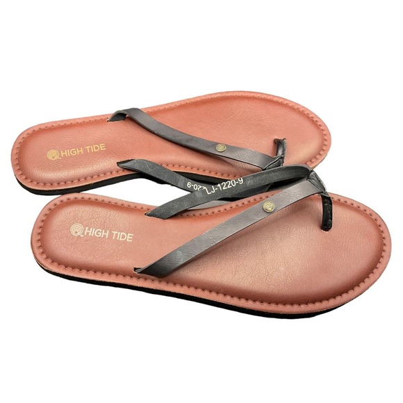 High Tide Woman’s Size 9 Flip Flops Sandal Thong Tan Black - Picture 2 of 8